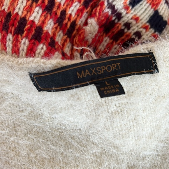 MAX SPORT acrylic southwestern knit sweater L ivory EUC - Picture 9 of 9